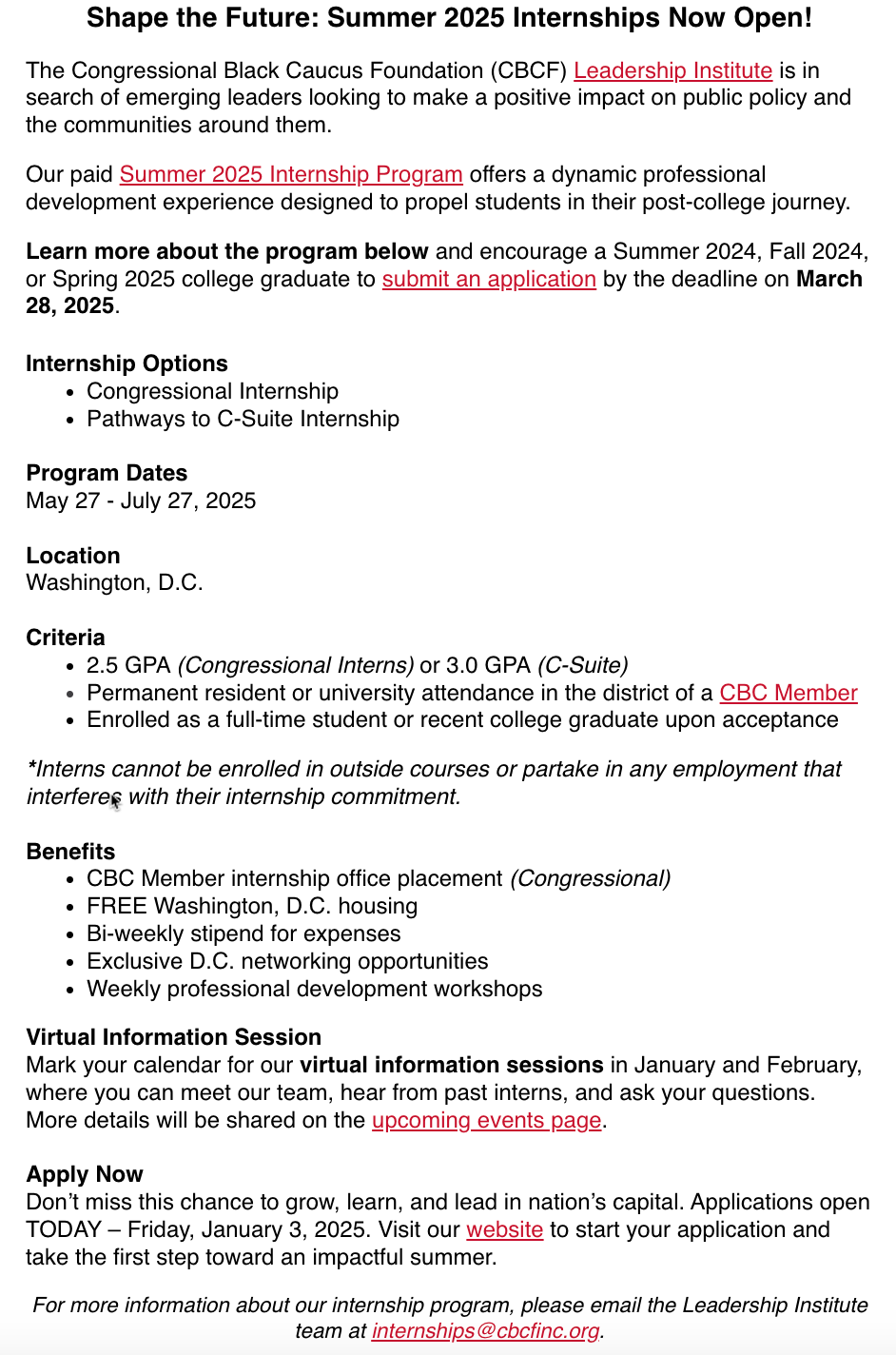 Shape the Future: Summer 2025 Internship Info